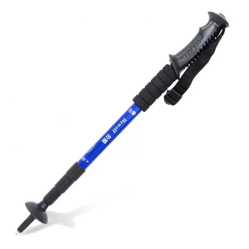 Bâton de marche télescopique 4 brins | WolfStick 51-115 cm bleu plié