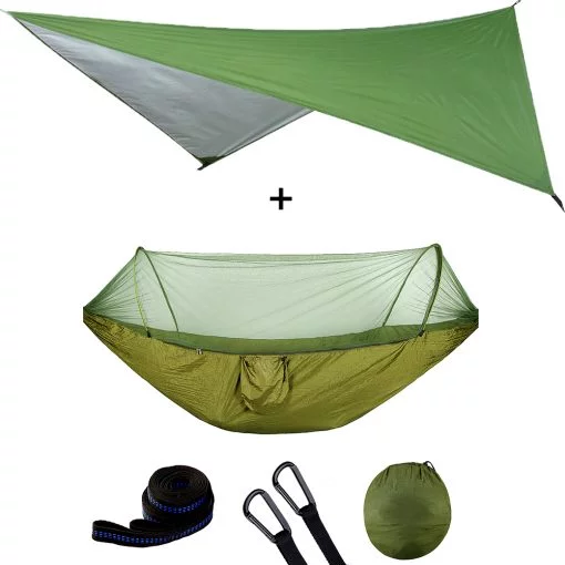 Hamac moustiquaire et Tarp anti-pluie | Full Hike randonnée camping voyage bivouac kaki