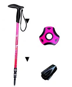 Canne de randonnée télescopique en aluminium | Pulse pro 65-135 cm ROSE