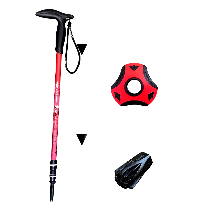 Canne de randonnée télescopique en aluminium | Pulse pro 65-135 cm ROUGE