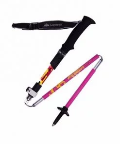 Bâton Trail Pliable et Télescopique en Carbone et Aluminium | TrailOne rose 95-115 cm plié